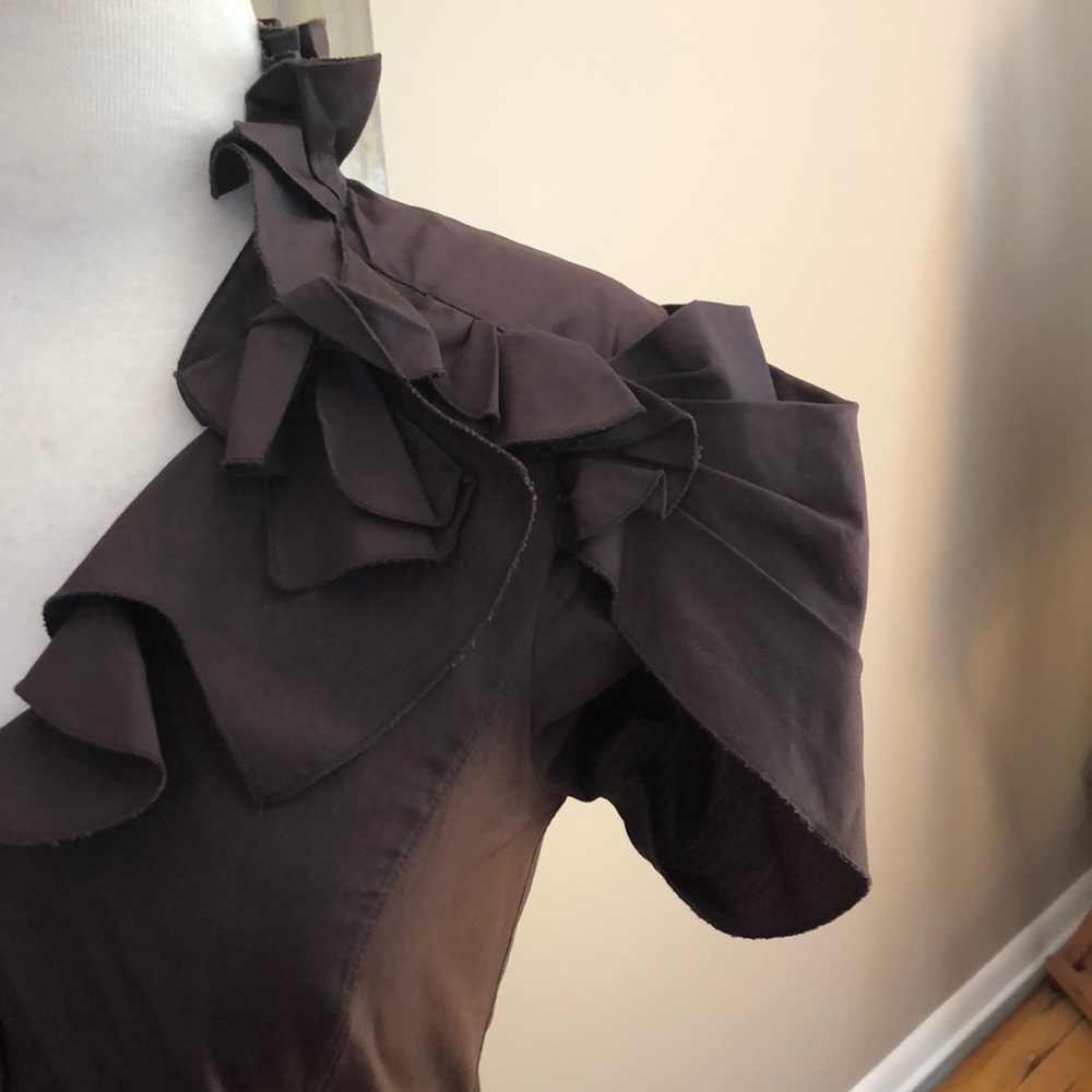 ZAC POSEN EUC STUNNING CHOCOLATE BROWN BLOUSE - Picture 4 of 8